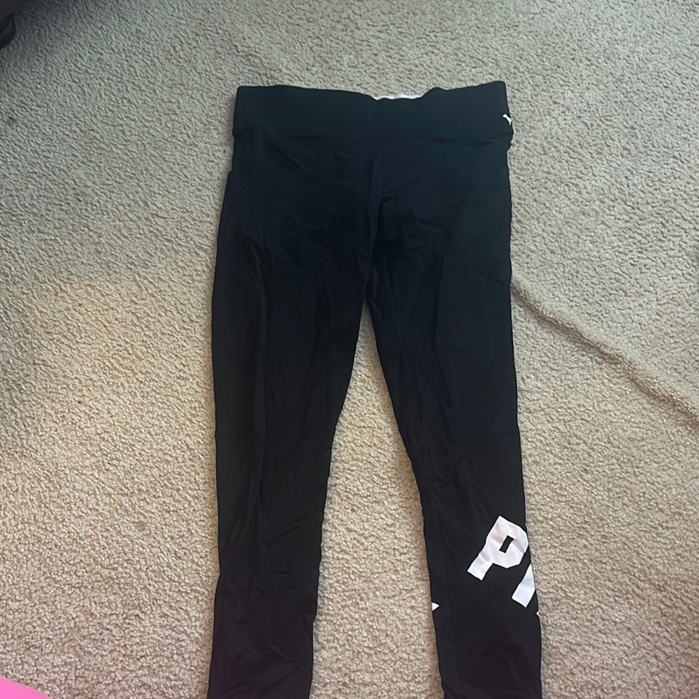 PINK Victoria's Secret Black Leggings with Logo
